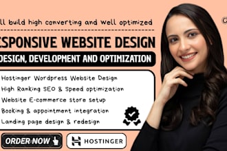 design or redesign hostinger wordpress website, bluehost, siteground, godaddy