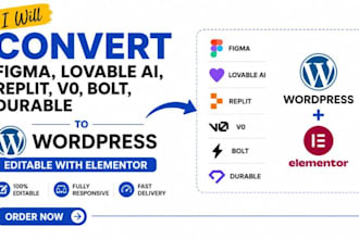 convert figma lovable ai replit v0 bolt durable to wordpress with elementor