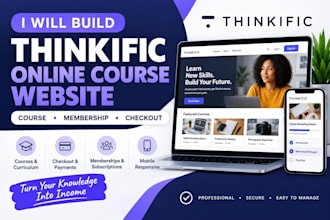 build thinkific online course website with wordpress and setup