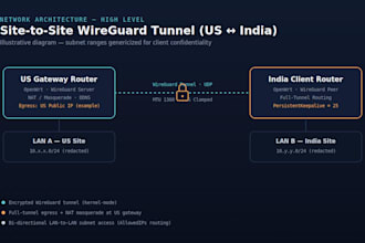 set up site to site wireguard or ipsec vpn for multi office routing