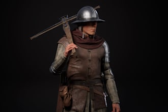 originate realistic game ready 3d character,fantasy warrior,ue5 character,npcs