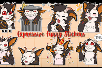 design high quality furry stickers, telegram stickers, nsfw fursona sticker, ych
