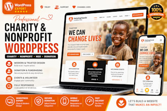 create charity website, non profit website, nonprofit ngo donation  on wordpress