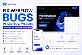 fix webflow bugs in webflow website as  webflow expert and webflow developer