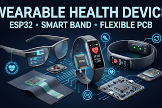 wearable health device smart glass, band tracker esp32, cloth pcb
