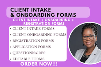 create client intake, onboarding and registration forms for your business