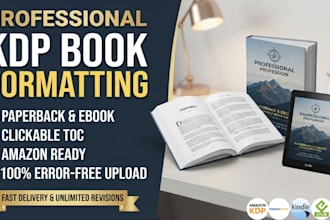 do amazon KDP book formatting, editing, proofreading, and book layout design