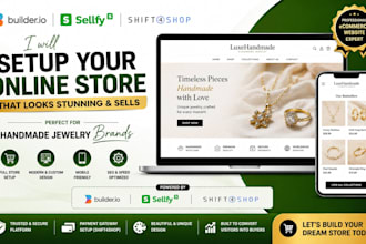 create builderio sellfy shift4shop handmade jewelry setup online store website