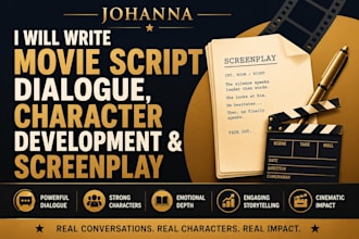 write movie script dialogue, character development and screenplay