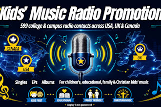 promote and submit your kids music to 599 college radio USA UK canada