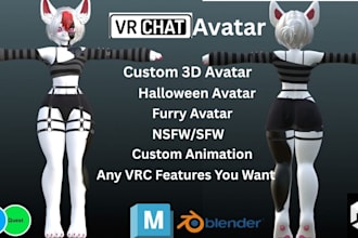 do custom vrc avatar, vr character furry avatar vrchat avatar nsfw sfw 3d model