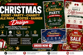do christmas event party portfolio charity  sale page poster banner design