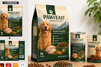 convert ai generated pet food packaging, label into print ready vector file