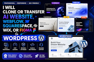 transfer ai website, webflow, squarespace, wix, or figma to wordpress website