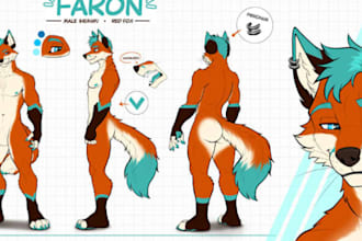 furry fursona oc, anthro character, custom art commission