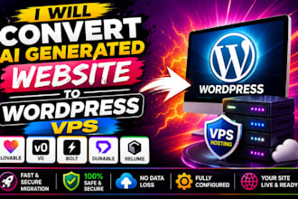 convert lovable v0 bolt durable relume ai generated website to wordpress vps