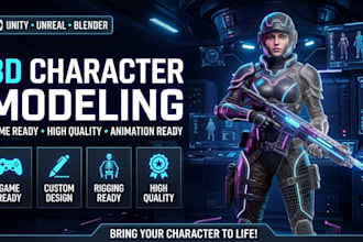 create a game ready 3d character model for games and animation