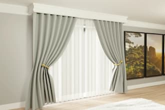 create custom 3d model of curtain, textile, drapes, blinds and window treatments