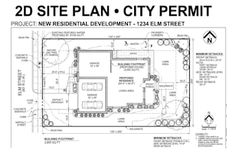 draft 2d site plan, plot plan and lot subdivision for city permit