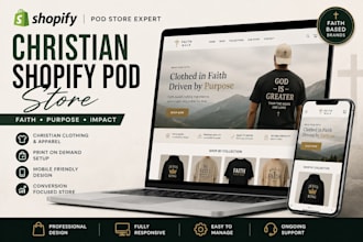 build a christian shopify pod store for faith based clothing
