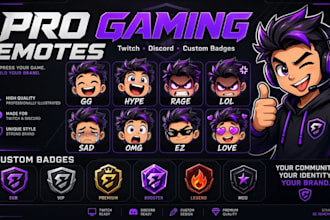 create gaming emotes twitch badges discord emotes and streamer branding assets