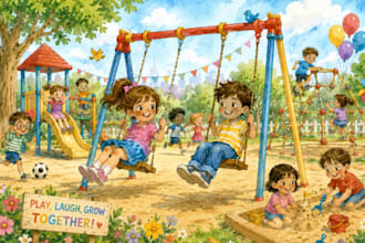 do children story 2d hand drawn book illustration