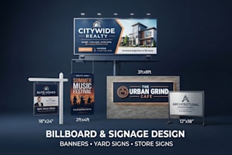 design billboards, banners, yard signs, storefront signs and business signage