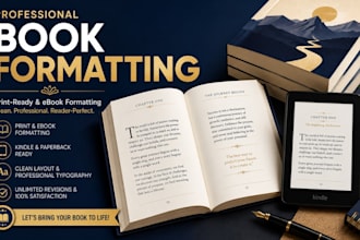do book formatting for KDP, paperback and kindle
