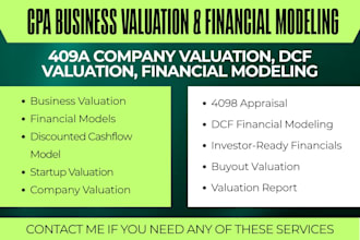 do business valuation, company valuation, dcf analysis and financial modeling