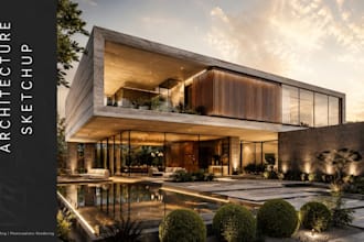 3d rendering architecture, photorealistic architectural rendering sketchup
