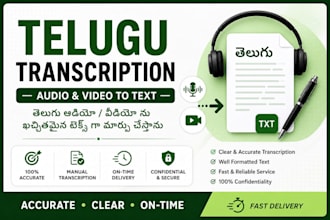 transcribe telugu audio or video into accurate text