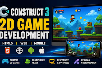 develop a 2d construct 3 game for web, mobile and HTML5
