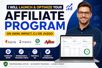 launch and optimize your affiliate program on awin, impact, cj or jvzoo