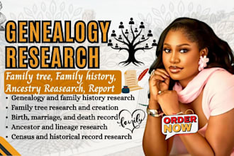 do genealogy research, family tree, ancestry, historical research, report