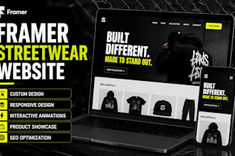 design a modern framer website for streetwear fashion brands framer website