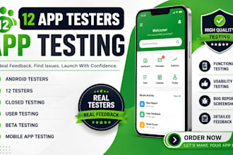 provide 12 app testers for android app testing google play closed testing