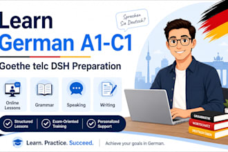 teach you german a1 to c1 and prepare you for goethe, telc, and dsh