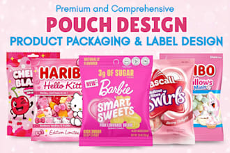 product packaging pouch design box design label sachet design pouch redesign