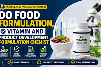 do food formulation, vitamin and product development formulation chemist