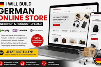 build german online store webshop, upload products on shopify woocommerce
