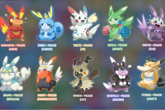 draw custom pokemon and fakemon fusion, pokemon and fakemon art