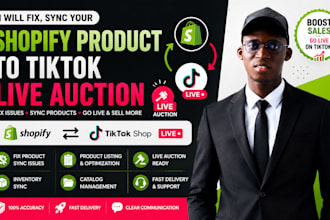 fix, sync your product from shopify to tiktok live auction