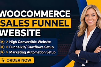 design woocommerce sales funnel website using funnelkit or cartflows