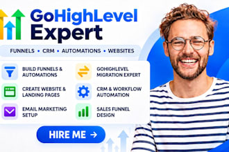 build your gohighlevel CRM, ghl salesfunnel websites and automation workflows