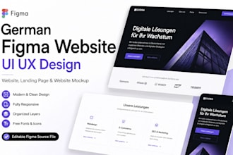design a german figma website UI UX, landing page and website mockup ux design