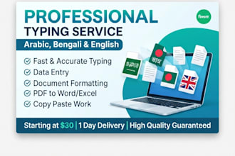 do professional arabic english and bengali typing