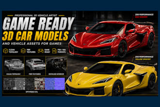 create realistic game ready 3d car models and vehicle assets