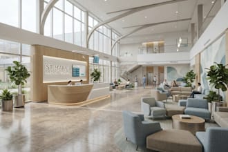 design hospital architecture and medical facility rendering
