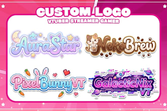 design and custom kawaii logo for vtuber and twitch streamers