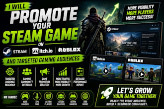 promote your steam game on itch, roblox and targeted gaming audiences
